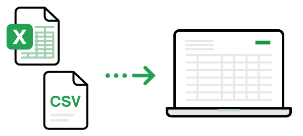 ExcelやCSVのBOMをアップロードしてブラウザで編集できる形に変換するイラスト